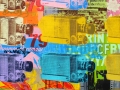 Eleven Cameras, 2013, 36"x36", acrylic, screen print & marker on