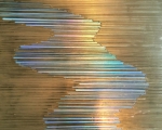 Liquid Gold Waterway, spray paint, beeswax, holographic paper & resin on birch panel, 30” x 40” x 2” $8,000 copy