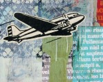Plane, 2009, 18"x18", acrylic & mixed media on panel.