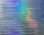 5Passages, Silver, spray paint, beeswax, holographic paper & resin on birch panel, 24” x 24” x 2” $4,500