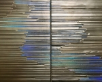 Liquid Gold Waterway, spray paint, beeswax, holographic paper & resin on birch panel, 2 panel16” x 24” x 2” $3,500 copy
