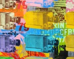Eleven Cameras, 2013, 36"x36", acrylic, screen print & marker on canvas.