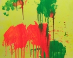 Ushio-Shinohara-22Red-and-Green-on-Yellow22-2018-Acrylic-on-Canvas-24-x-24-Inches
