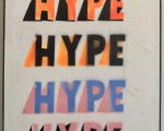 Bill Barminski, "Hype", 2024, acrylic and spray-paint on board, 24x18, $1000