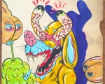Crabe_UntitledDog_acrylic_on_vintage_paper_12x8.5%22_250