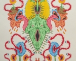 Crabe_Untitled_Dieties3_16x12_acrylic on archespaper